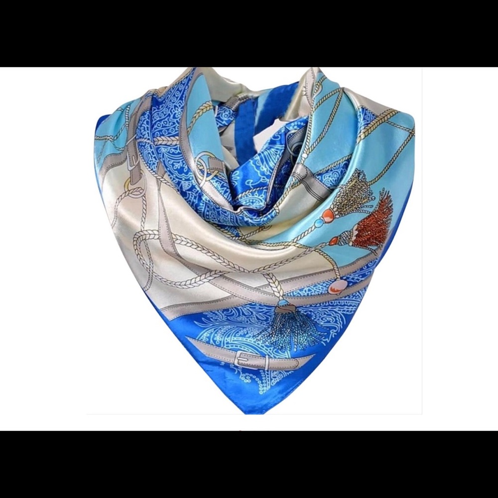 Ladies Satin Square Silk Printed Scarf